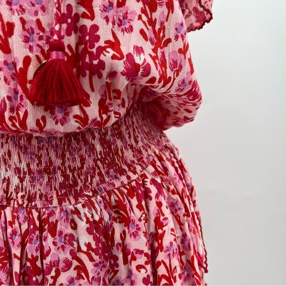NWT Poupette St Barth S Elsa dress pink 0377 floral ruffle layered short tassel - Picture 7 of 15